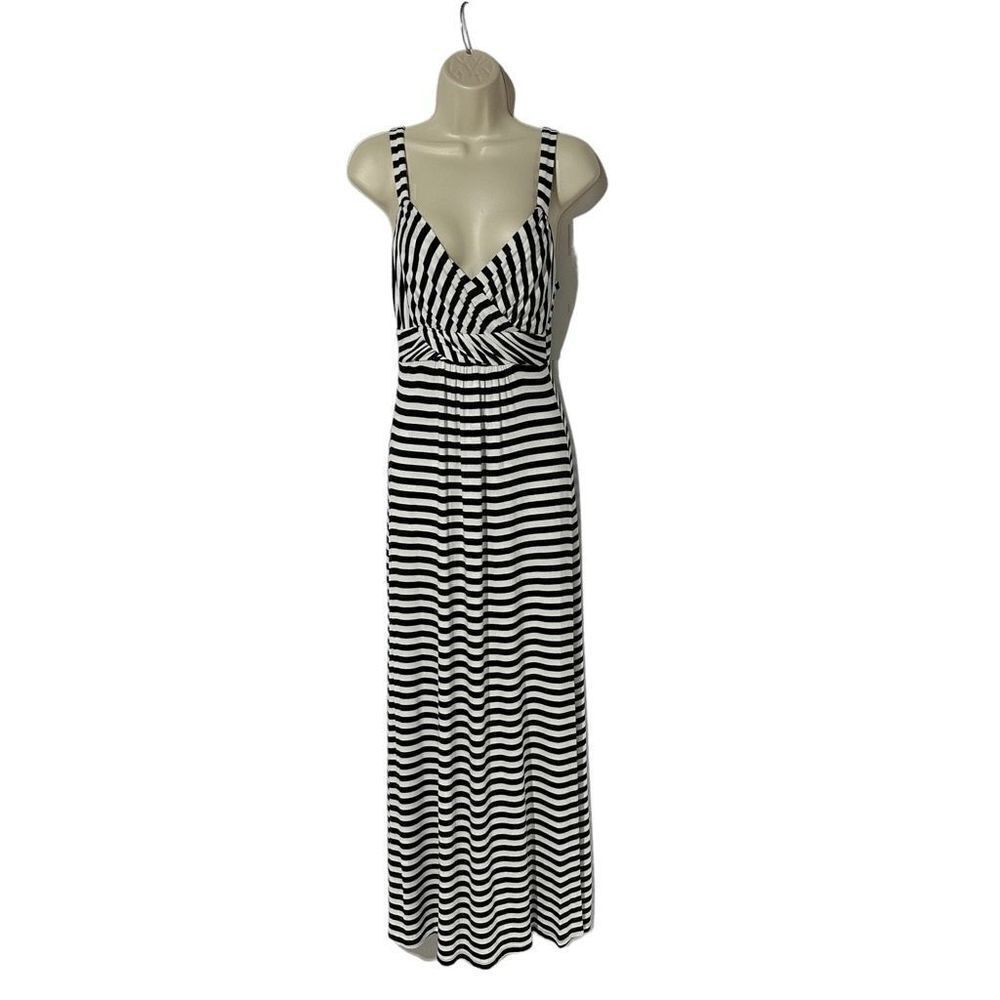 Boston Proper Women’s Black & White Stripped Maxi Dress Size XS